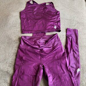 Eaglerock Werkshop Leggings and Top Eggplant Shine Color Large & Medium